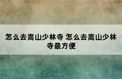 怎么去嵩山少林寺 怎么去嵩山少林寺最方便